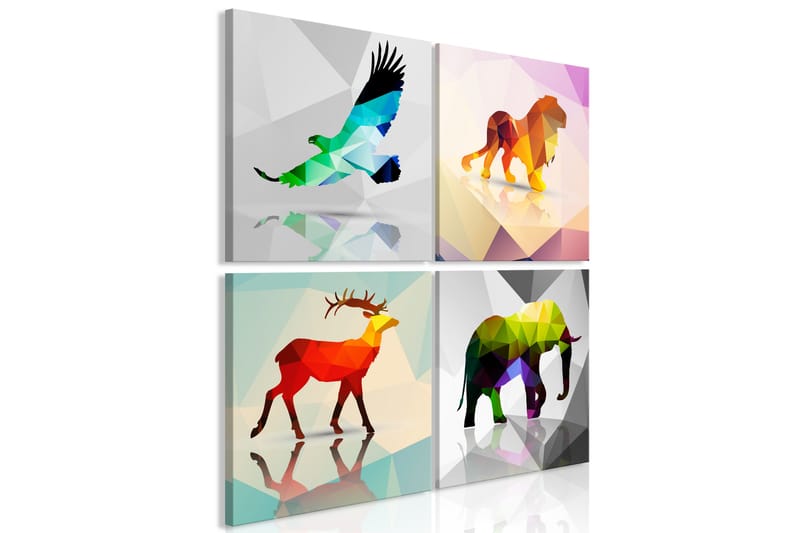 Bilde Colourful Animals 4 Parts 90x90 - Artgeist sp. z o. o. - Innredning - Bilder & kunst - Lerretsbilder