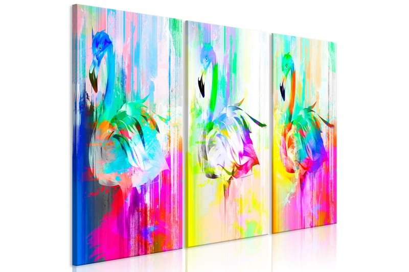 Bilde Colourful Flamingos 3 Parts 120x80 - Artgeist sp. z o. o. - Innredning - Bilder & kunst - Lerretsbilder