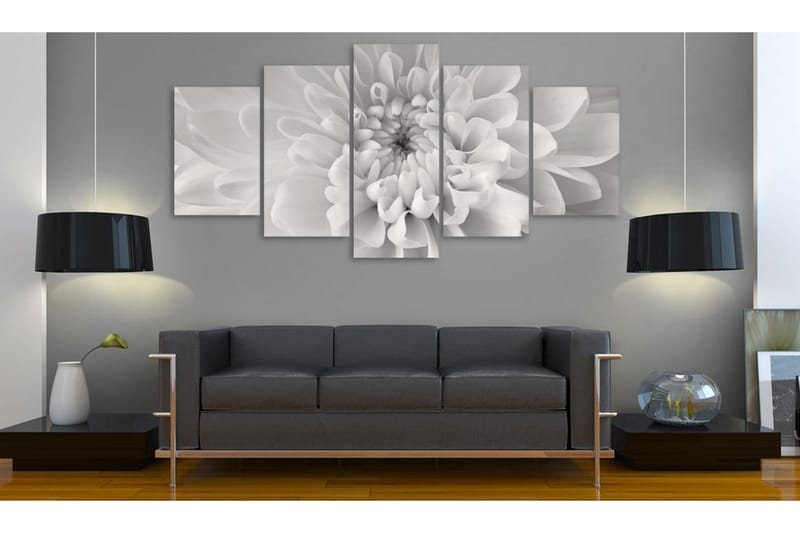 Bilde Dahlia Flower In Grey Shades 100x50 - Artgeist sp. z o. o. - Innredning - Bilder & kunst - Lerretsbilder