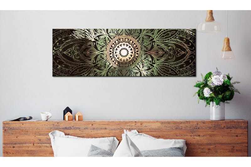 Bilde Emerald Mandala 120x40 - Artgeist sp. z o. o. - Innredning - Bilder & kunst - Lerretsbilder