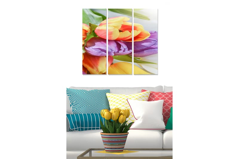 Bilde Floral 3-pk flerfarget - 22x05 cm - Innredning - Bilder & kunst - Lerretsbilder