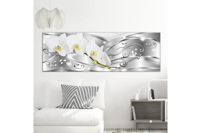 Bilde Flowering 1 Part Narrow Silver 150x50 - Artgeist sp. z o. o. - Innredning - Bilder & kunst - Lerretsbilder