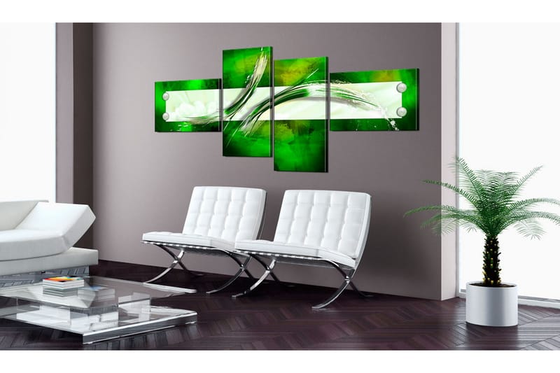 Bilde Grønn Abstrakt Mønster 100x45 - Artgeist sp. z o. o. - Innredning - Bilder & kunst - Lerretsbilder