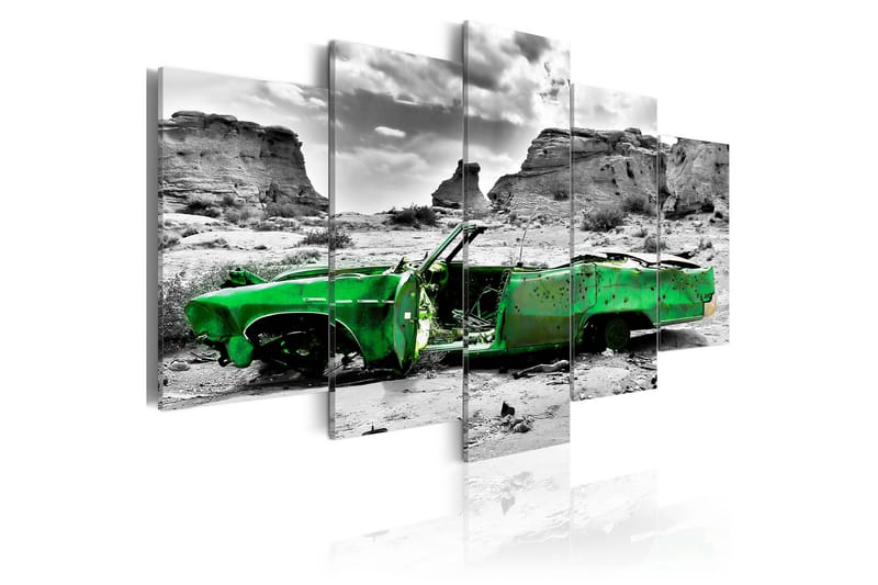 Bilde Green Retro Car At Colorado Desert 100x50 - Artgeist sp. z o. o. - Innredning - Bilder & kunst - Lerretsbilder