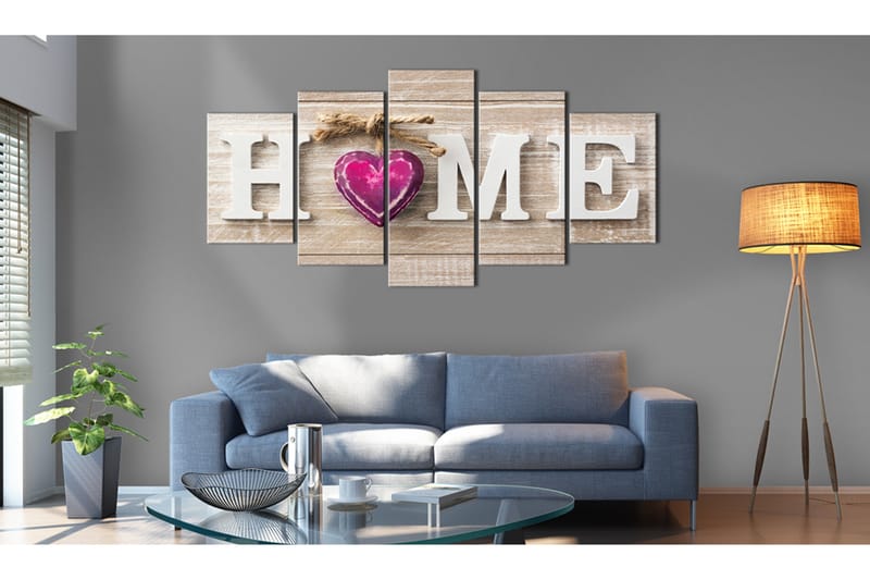 Bilde Home Pink Heart 100x50 - Artgeist sp. z o. o. - Innredning - Bilder & kunst - Lerretsbilder