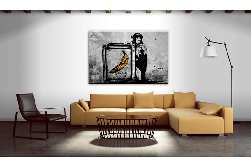 Bilde Inspired by Banksy black and white 120x80 - Artgeist sp. z o. o. - Innredning - Bilder & kunst - Lerretsbilder