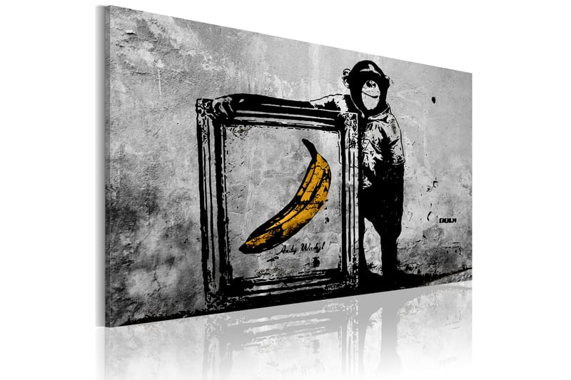 Bilde Inspired by Banksy black and white 120x80 - Artgeist sp. z o. o. - Innredning - Bilder & kunst - Lerretsbilder