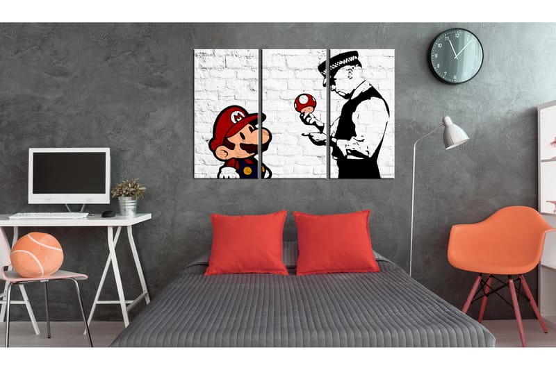 Bilde Mario Bros Banksy 120x80 - Artgeist sp. z o. o. - Innredning - Bilder & kunst - Lerretsbilder