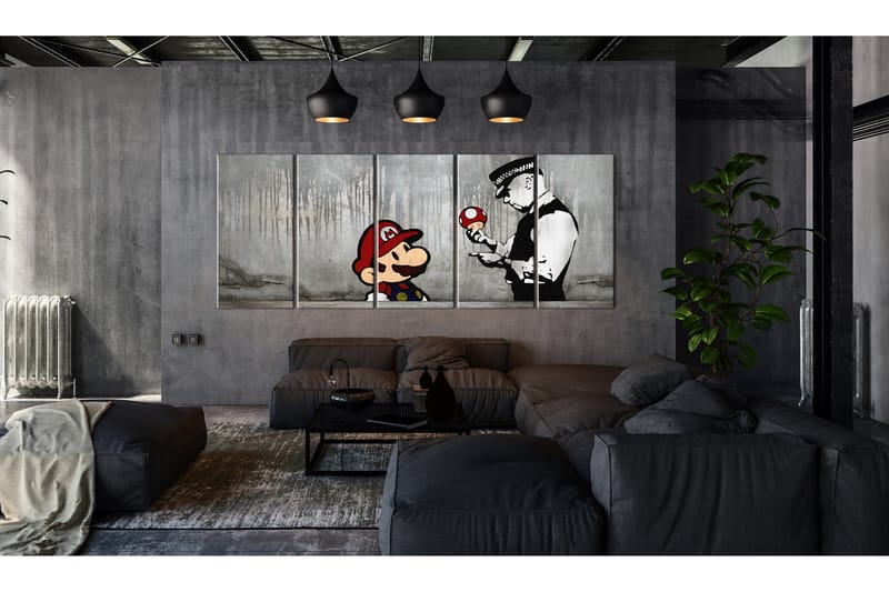 Bilde Mario Bros On Concrete 200x80 - Artgeist sp. z o. o. - Innredning - Bilder & kunst - Lerretsbilder