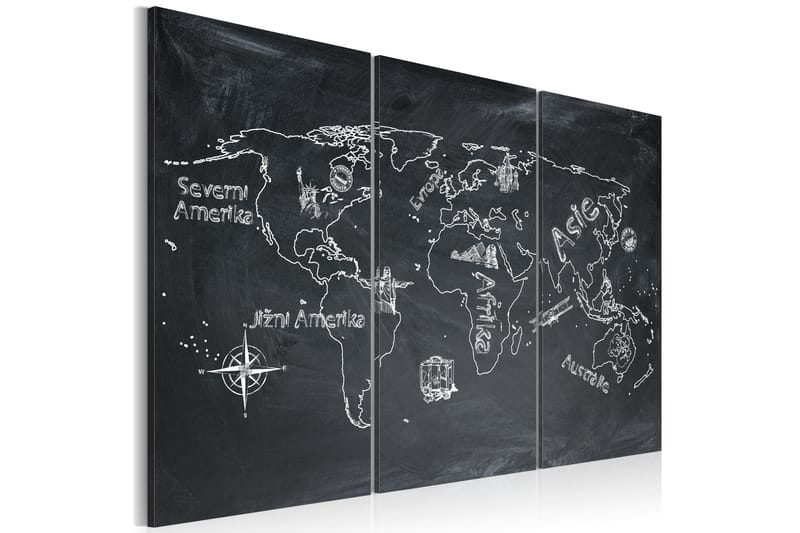 Bilde Monochromatic world map 90x60 - Artgeist sp. z o. o. - Innredning - Bilder & kunst - Lerretsbilder