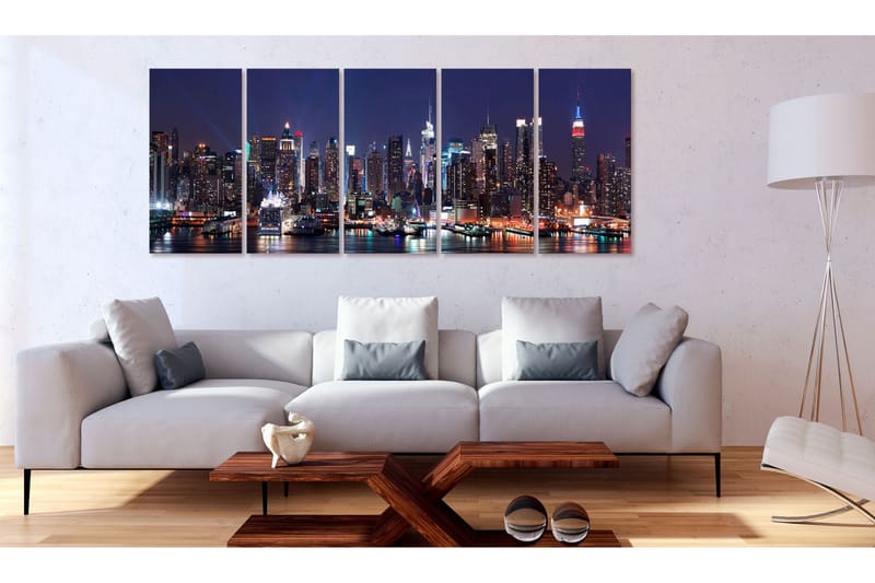 Bilde New York Live By Night 225x90 - Artgeist sp. z o. o. - Innredning - Bilder & kunst - Lerretsbilder