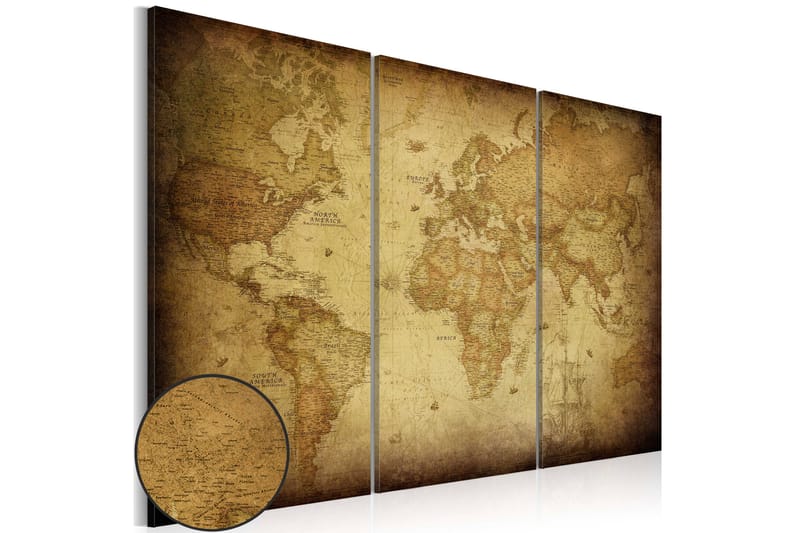 Bilde Old Map Triptych 60x40 - Artgeist sp. z o. o. - Innredning - Bilder & kunst - Lerretsbilder