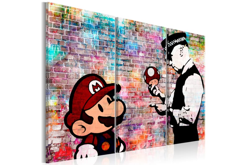 Bilde Rainbow Brick Banksy 90x60 - Artgeist sp. z o. o. - Innredning - Bilder & kunst - Lerretsbilder