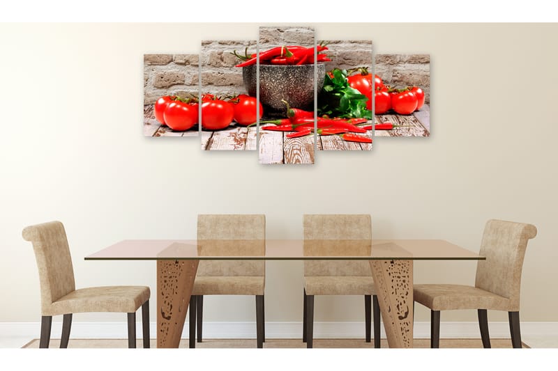 Bilde Red Vegetables 5 Parts Brick Wide 200x100 - Artgeist sp. z o. o. - Innredning - Bilder & kunst - Lerretsbilder