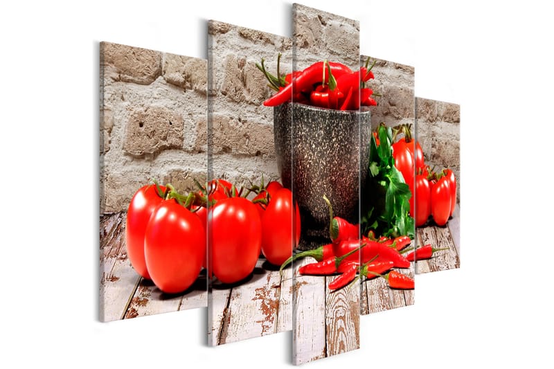 Bilde Red Vegetables 5 Parts Brick Wide 100x50 - Artgeist sp. z o. o. - Innredning - Bilder & kunst - Lerretsbilder