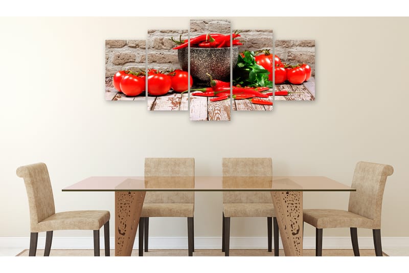 Bilde Red Vegetables 5 Parts Brick Wide 100x50 - Artgeist sp. z o. o. - Innredning - Bilder & kunst - Lerretsbilder