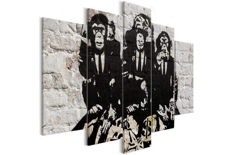 Bilde Rich Monkeys 5 Parts Wide 200x100 - Artgeist sp. z o. o. - Innredning - Bilder & kunst - Lerretsbilder