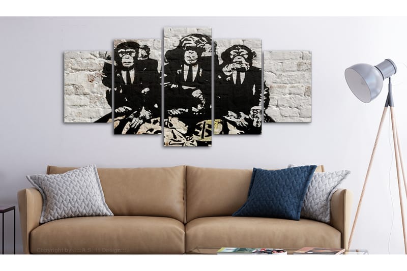 Bilde Rich Monkeys 5 Parts Wide 200x100 - Artgeist sp. z o. o. - Innredning - Bilder & kunst - Lerretsbilder