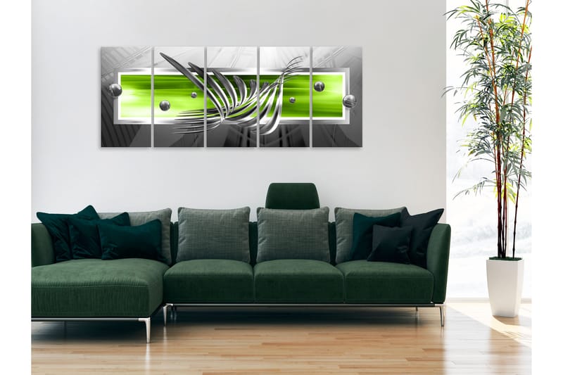 Bilde Silver Wings 5 Parts Narrow Green 200x80 - Artgeist sp. z o. o. - Innredning - Bilder & kunst - Lerretsbilder