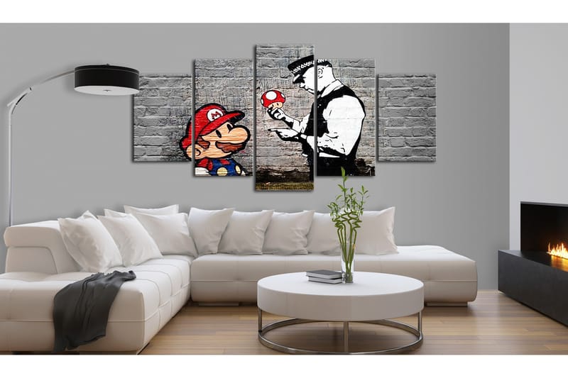 Bilde Super Mario Mushroom Cop Banksy 200x100 - Artgeist sp. z o. o. - Innredning - Bilder & kunst - Lerretsbilder