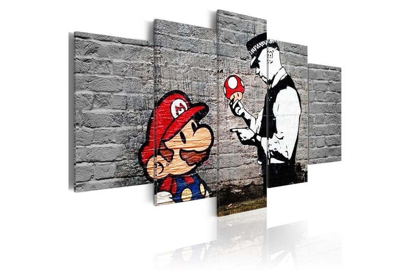 Bilde Super Mario Mushroom Cop Banksy 200x100 - Artgeist sp. z o. o. - Innredning - Bilder & kunst - Lerretsbilder