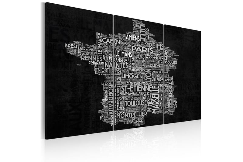 Bilde Text map of France 90x60 - Artgeist sp. z o. o. - Innredning - Bilder & kunst - Lerretsbilder