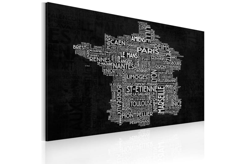 Bilde Text map of France on the blackboard 120x80 - Artgeist sp. z o. o. - Innredning - Bilder & kunst - Lerretsbilder