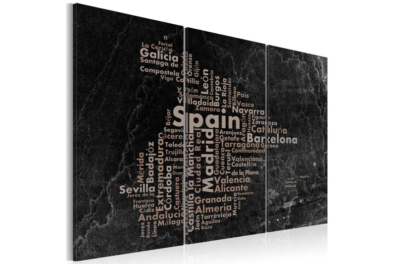 Bilde Text Map Of Spain On The Blackboard Triptych 120x80 - Artgeist sp. z o. o. - Innredning - Bilder & kunst - Lerretsbilder