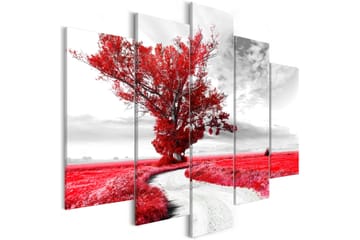 Bilde Tree Near The Road 5 Parts Red 100x50