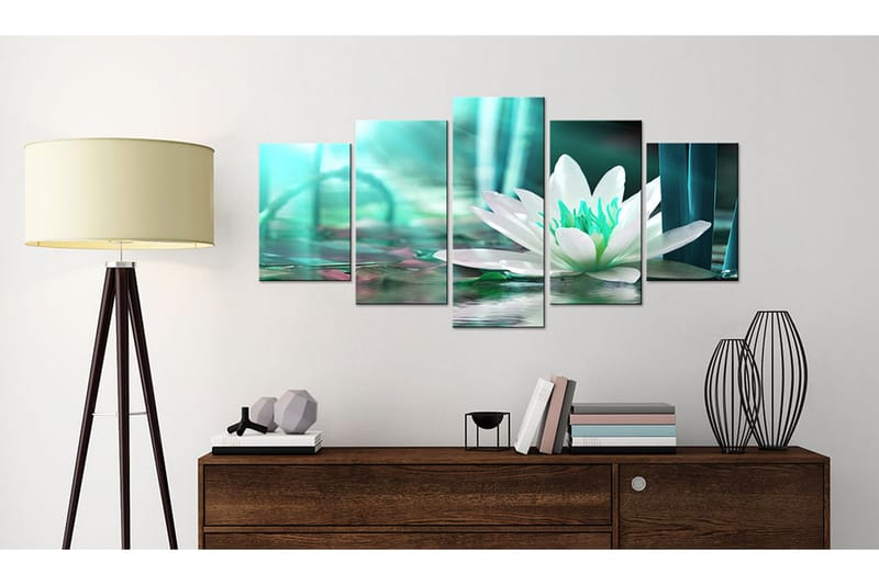 Bilde Turquoise Lotus 100x50 - Artgeist sp. z o. o. - Innredning - Bilder & kunst - Lerretsbilder