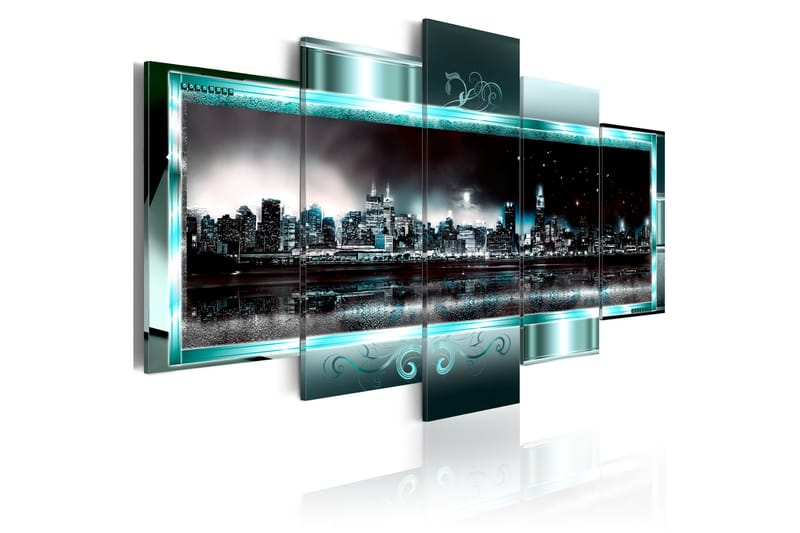 Bilde Turquoise New York Starry Night 100x50 - Artgeist sp. z o. o. - Innredning - Bilder & kunst - Lerretsbilder