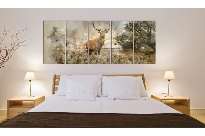 Bilde Watercolour Deer 200x80 - Artgeist sp. z o. o. - Innredning - Bilder & kunst - Lerretsbilder