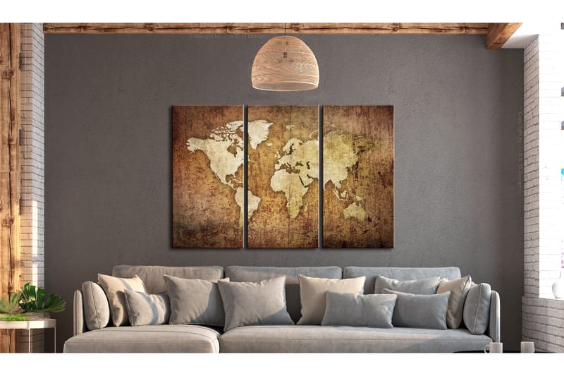 Bilde World Map Brown Texture 120x80 - Artgeist sp. z o. o. - Innredning - Bilder & kunst - Lerretsbilder