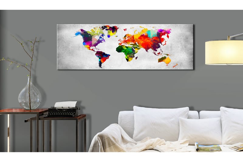 Bilde World Map Coloured Revolution 150x50 - Artgeist sp. z o. o. - Innredning - Bilder & kunst - Lerretsbilder