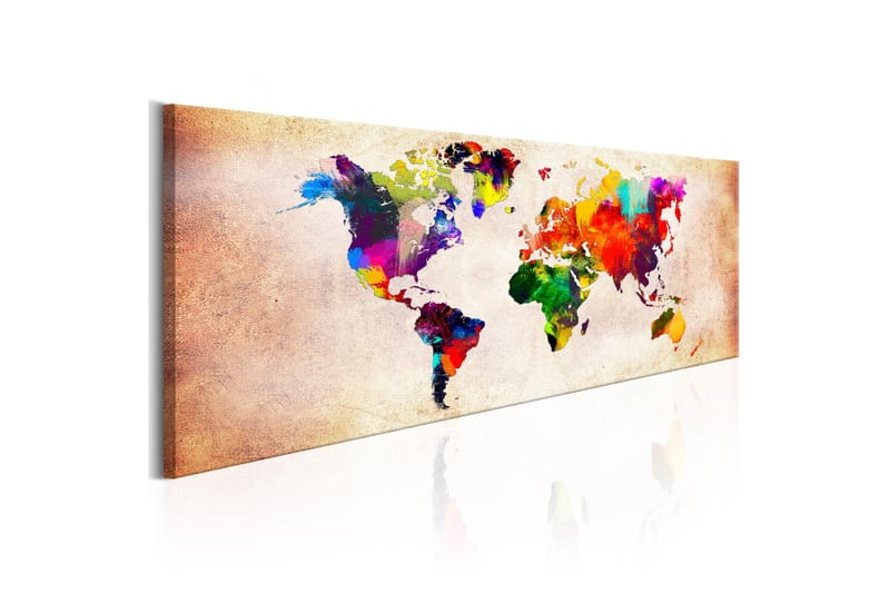 Bilde World Map Colourful Ramble 150x50 - Artgeist sp. z o. o. - Innredning - Bilder & kunst - Lerretsbilder