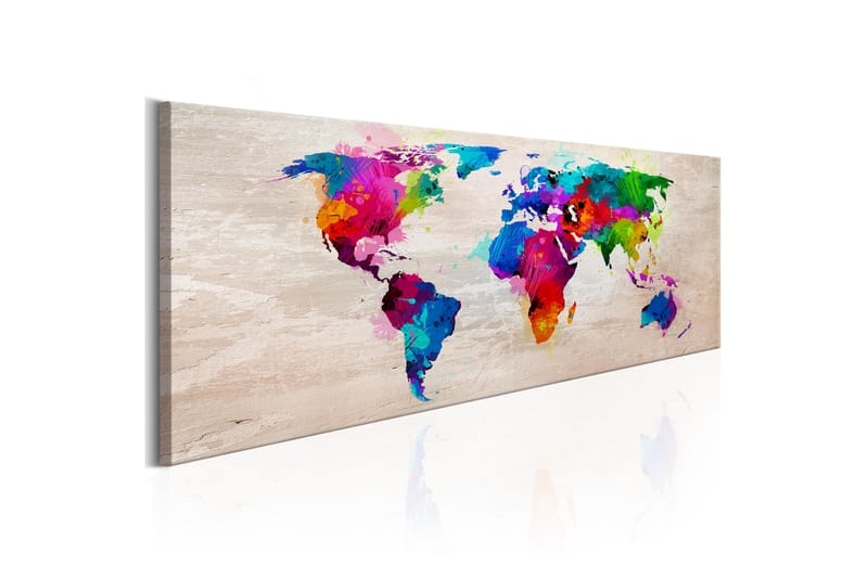 Bilde World Map Finesse Of Colours 150x50 - Artgeist sp. z o. o. - Innredning - Bilder & kunst - Lerretsbilder