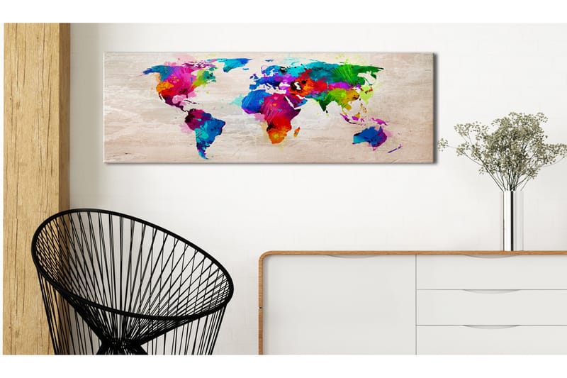 Bilde World Map Finesse Of Colours 150x50 - Artgeist sp. z o. o. - Innredning - Bilder & kunst - Lerretsbilder