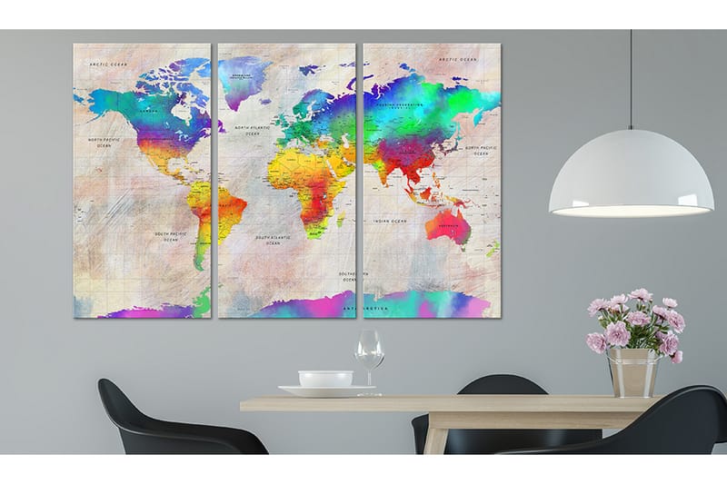 Bilde World Map Rainbow Gradient 90x60 - Artgeist sp. z o. o. - Innredning - Bilder & kunst - Lerretsbilder