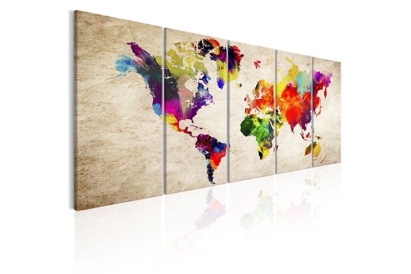 Bilde World Map Painted World 225x90 - Artgeist sp. z o. o. - Innredning - Bilder & kunst - Lerretsbilder