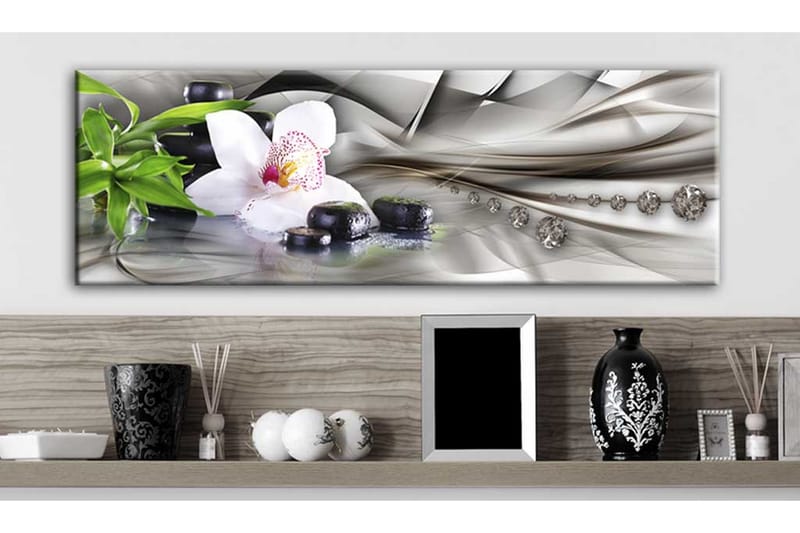 Bilde Zen Composition Bamboo Orchid And Stones 120x40 - Artgeist sp. z o. o. - Innredning - Bilder & kunst - Lerretsbilder