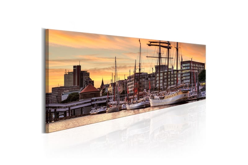 Bilde Port In Hamburg 135x45 - Artgeist sp. z o. o. - Innredning - Bilder & kunst - Lerretsbilder