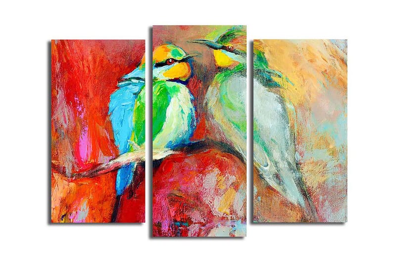 Canvasbilde 3-pk flerfarget - 22x03 cm - Innredning - Bilder & kunst - Lerretsbilder