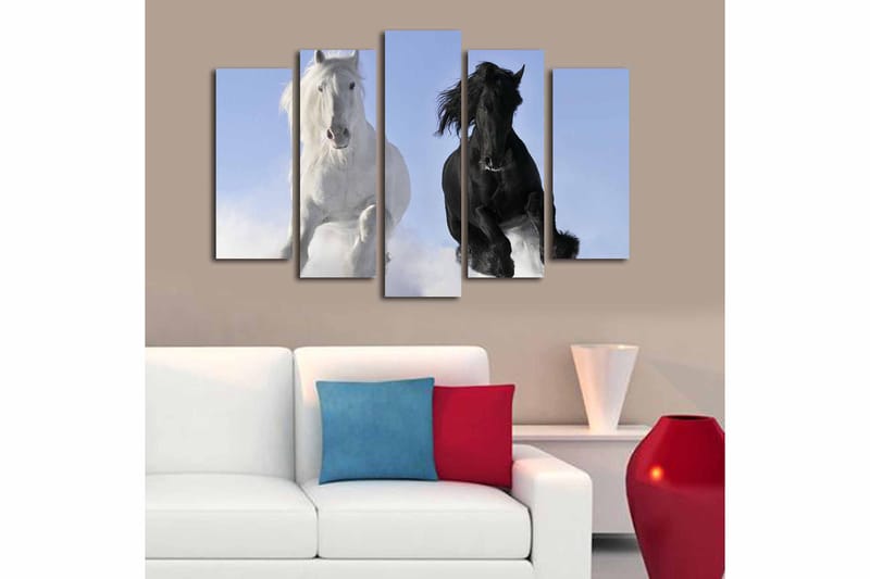 Canvasbilde 5-pk flerfarget - 11x96 cm - Innredning - Bilder & kunst - Lerretsbilder