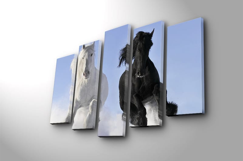 Canvasbilde 5-pk flerfarget - 11x96 cm - Innredning - Bilder & kunst - Lerretsbilder