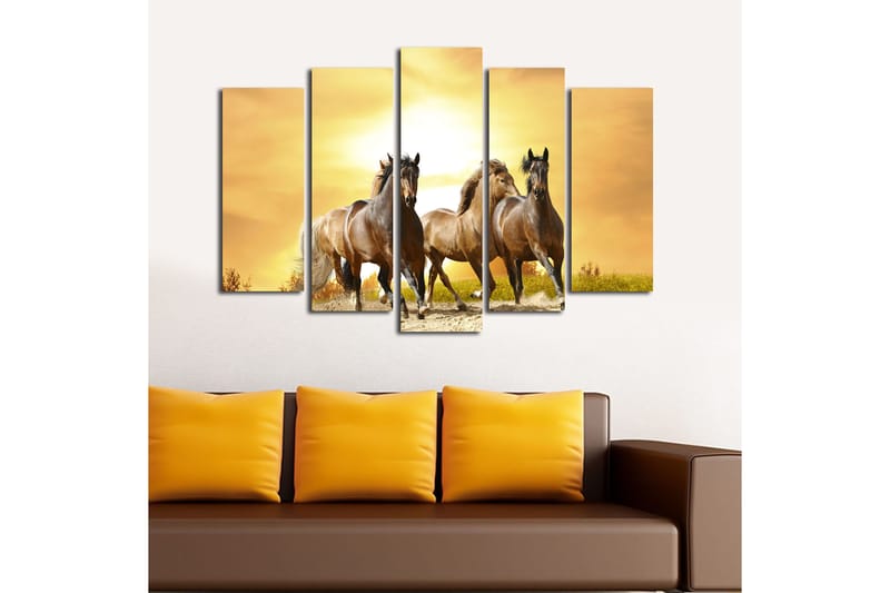 Canvasbilde 5-pk flerfarget - 11x96 cm - Innredning - Bilder & kunst - Lerretsbilder