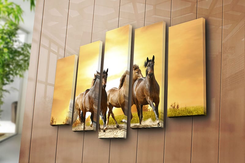 Canvasbilde 5-pk flerfarget - 11x96 cm - Innredning - Bilder & kunst - Lerretsbilder