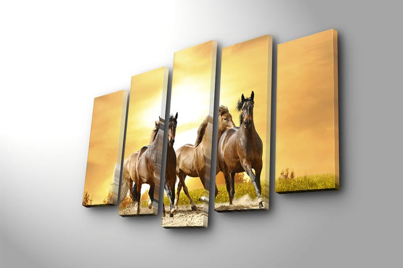 Canvasbilde 5-pk flerfarget - 11x96 cm - Innredning - Bilder & kunst - Lerretsbilder