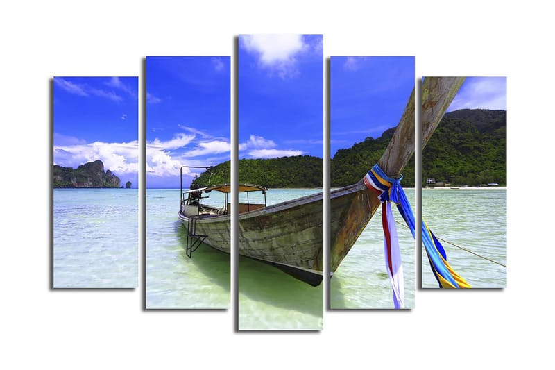 Canvasbilde 5-pk flerfarget - 11x96 cm - Innredning - Bilder & kunst - Lerretsbilder