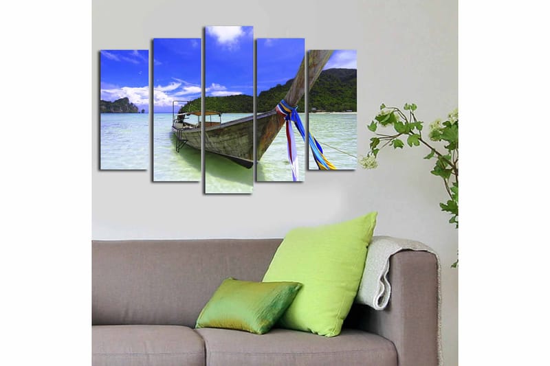 Canvasbilde 5-pk flerfarget - 11x96 cm - Innredning - Bilder & kunst - Lerretsbilder