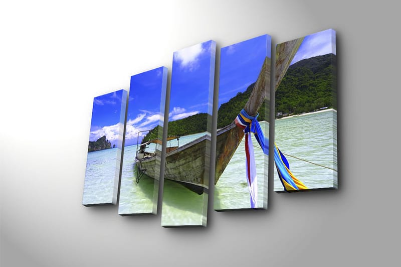 Canvasbilde 5-pk flerfarget - 11x96 cm - Innredning - Bilder & kunst - Lerretsbilder